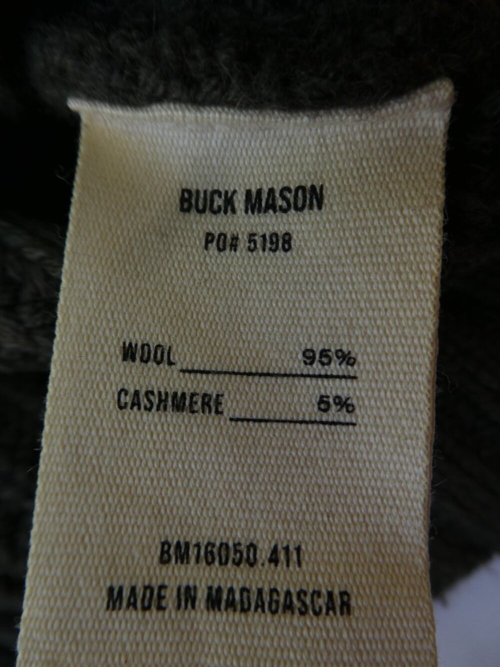 Buck Mason Dark Green Herdsman Shawl Cardigan Wool Cashmere 3D Chunky Ribbed M - Picture 7 of 8